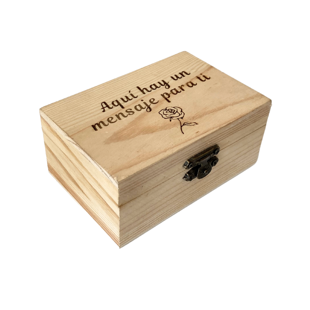 Cajita de Madera con Rosa y Mensaje | Regalo Original - Imagen 2