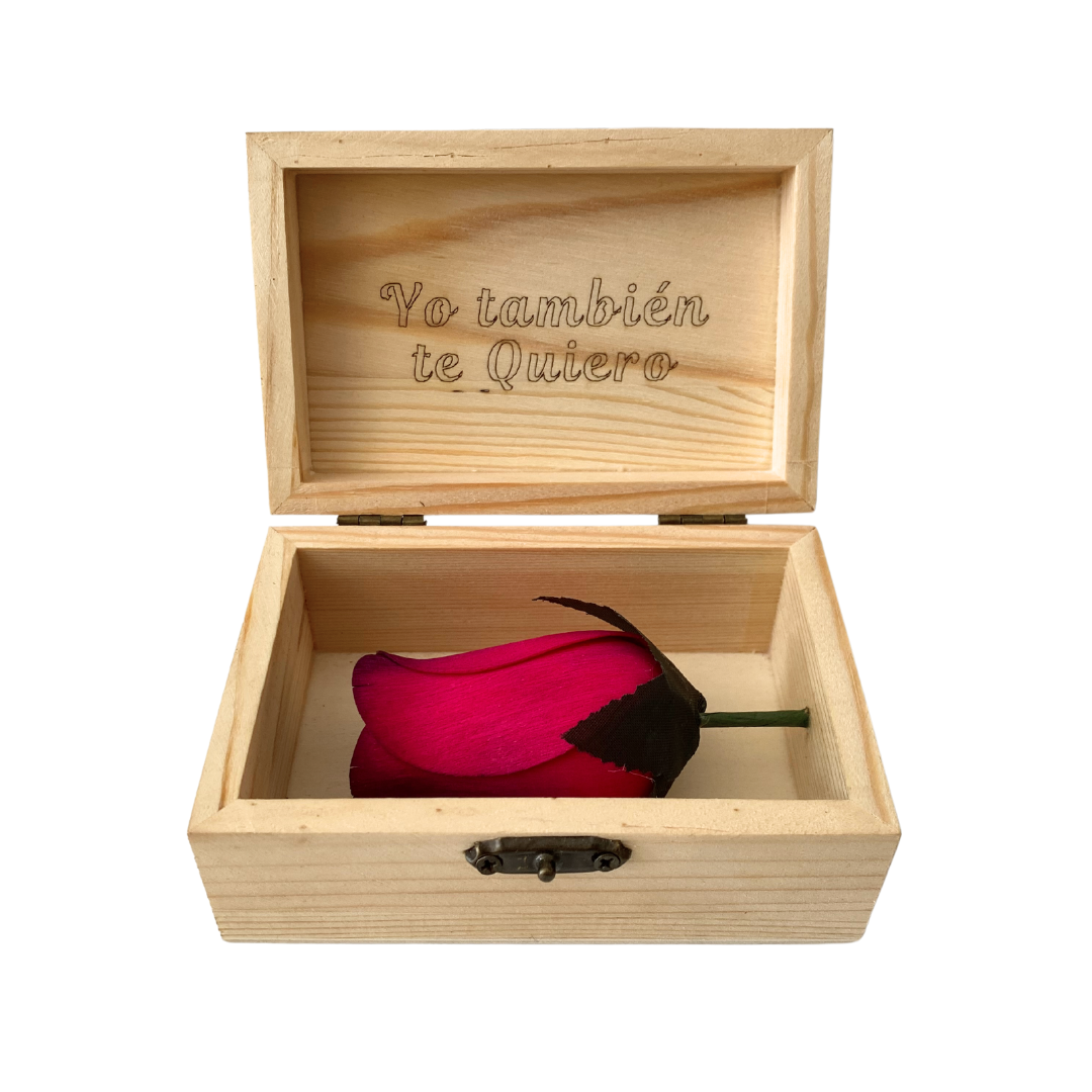 Cajita de Madera con Rosa y Mensaje | Regalo Original - Imagen 4